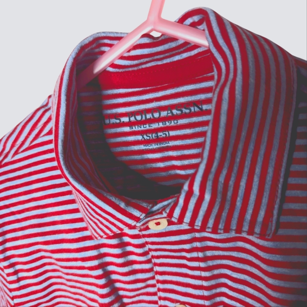 U.S. Polo Assn. Red and White Striped Polo Shirt